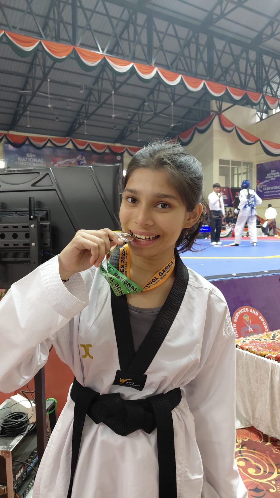 नेशन बुलेटिन धार। एसजीएफआई ताइक्वांडो में धार की जयंती मुवेल ने जीता रजत ।